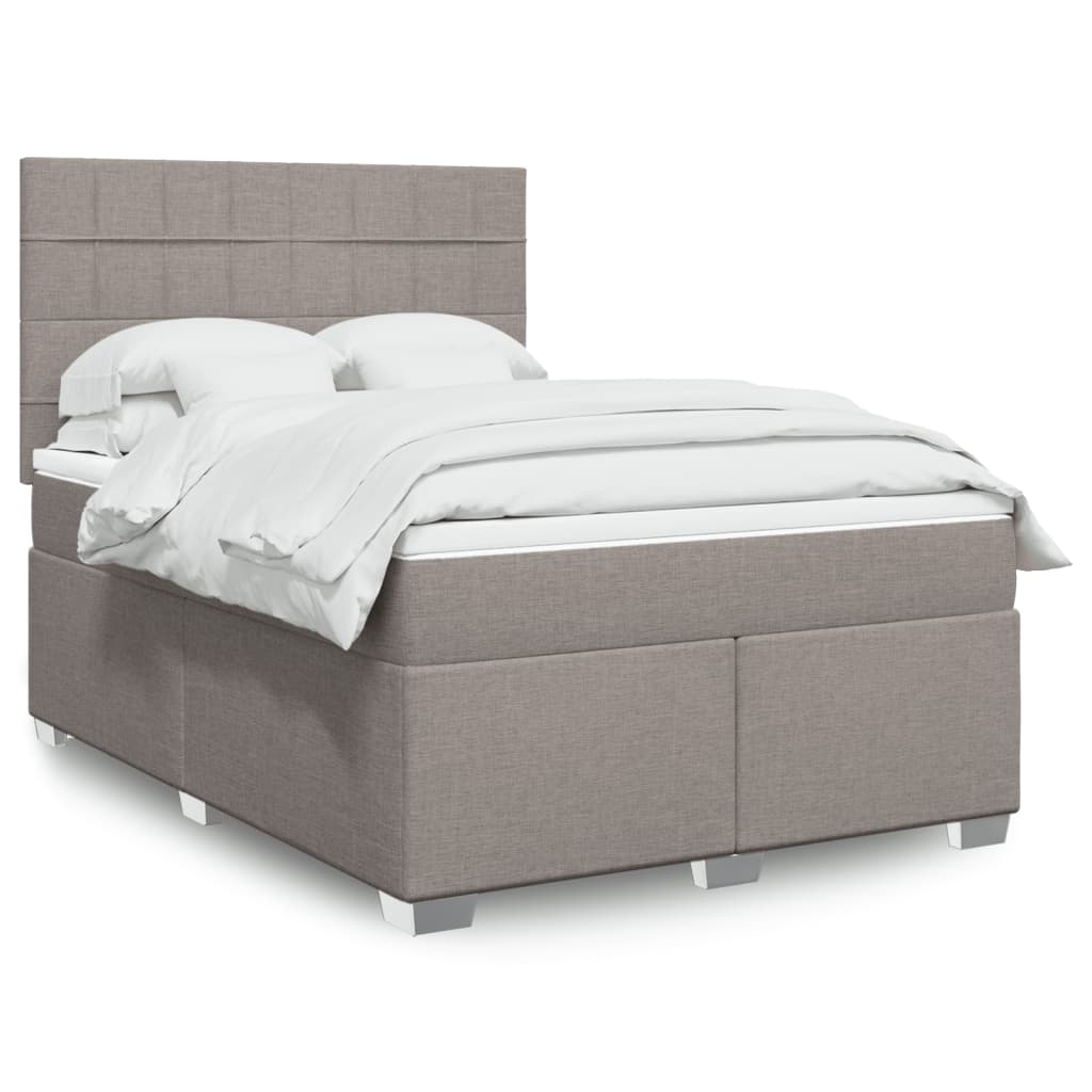 Sommier à lattes de lit avec matelas Taupe 140x190 cm Tissu - XIOS