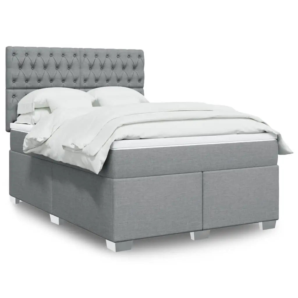 Sommier à lattes de lit avec matelas Gris clair 140x190cm Tissu - XIOS