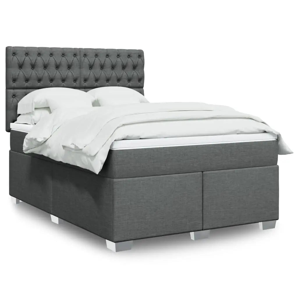 Sommier à lattes de lit avec matelas Gris foncé 140x190cm Tissu - XIOS