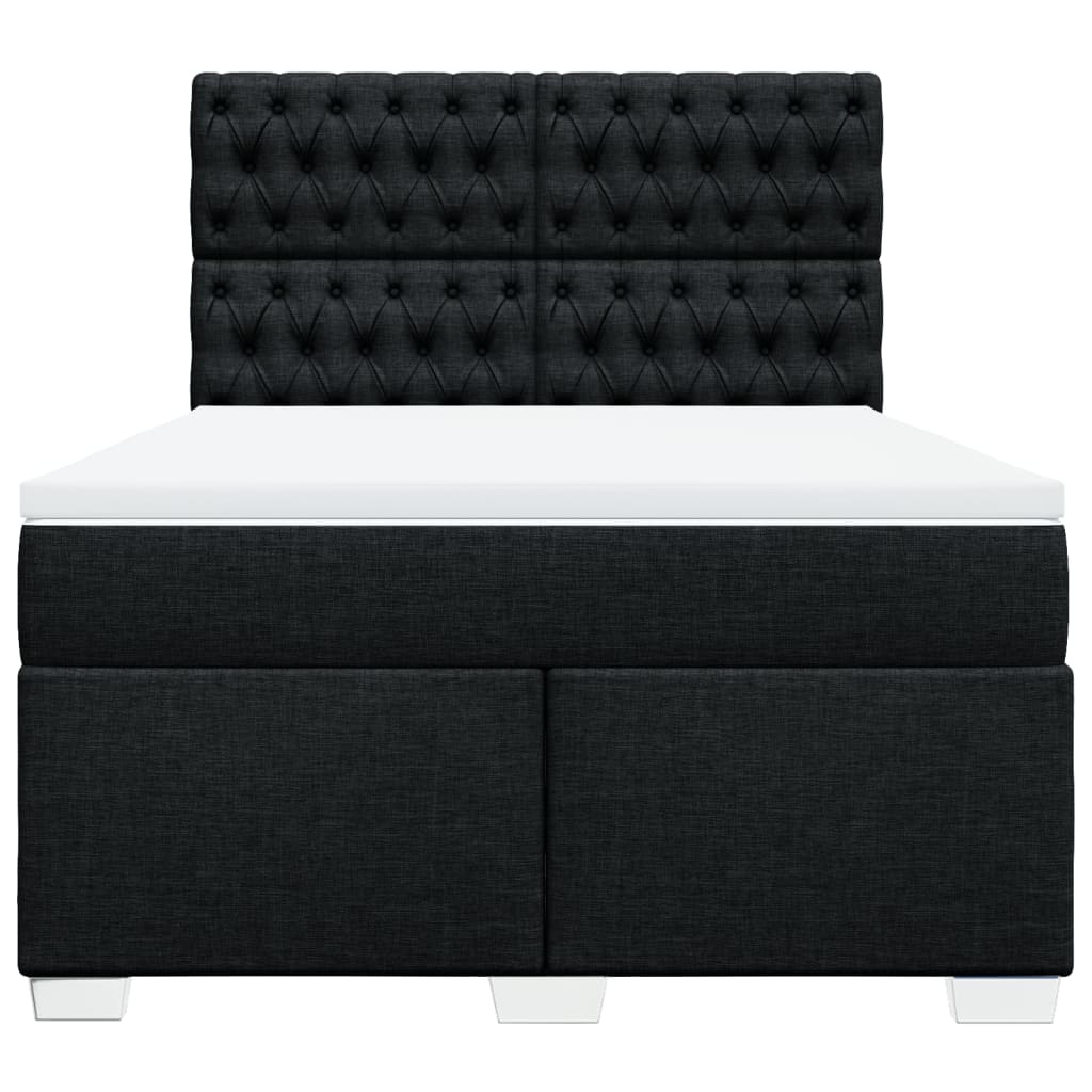 Sommier à lattes de lit avec matelas Noir 140x190 cm Tissu - XIOS