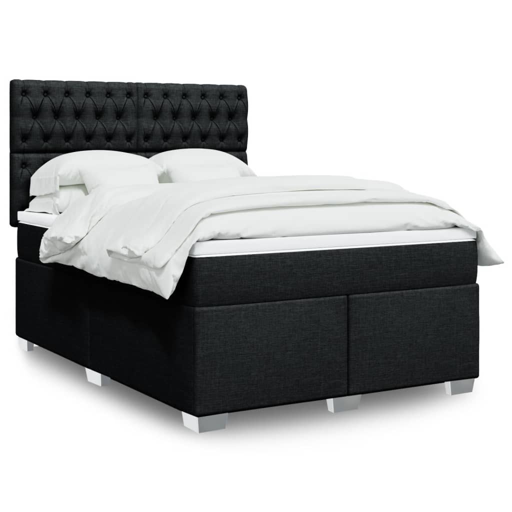 Sommier à lattes de lit avec matelas Noir 140x190 cm Tissu - XIOS