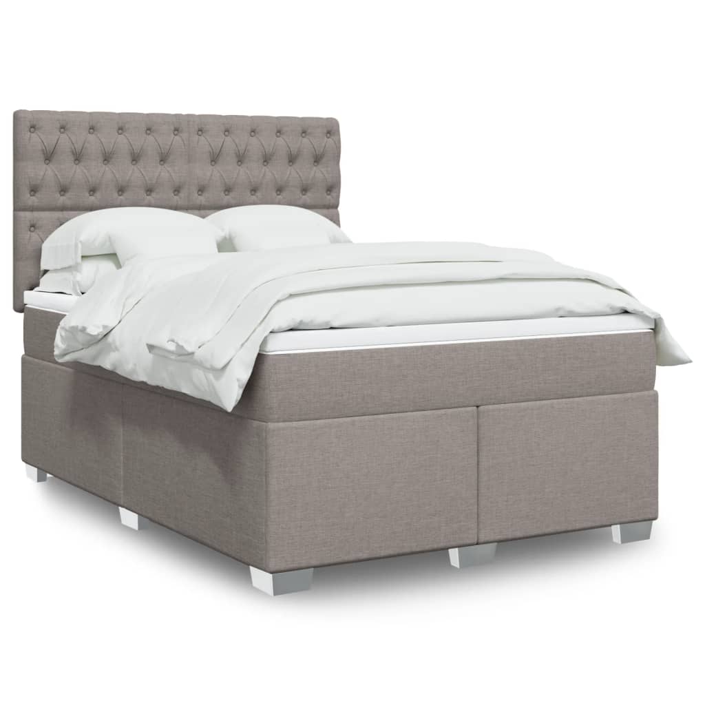 Sommier à lattes de lit avec matelas Taupe 140x190 cm Tissu - XIOS
