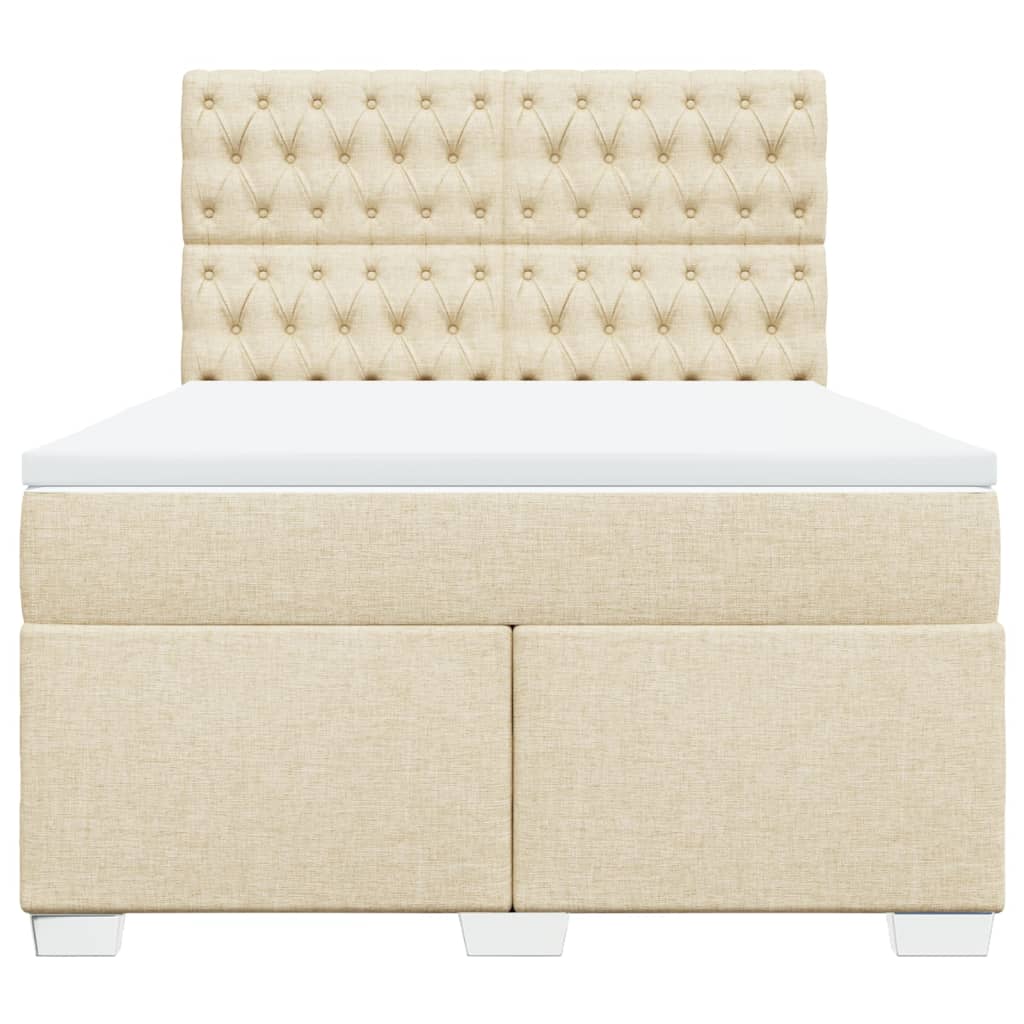 Sommier à lattes de lit avec matelas Crème 140x190 cm Tissu - XIOS
