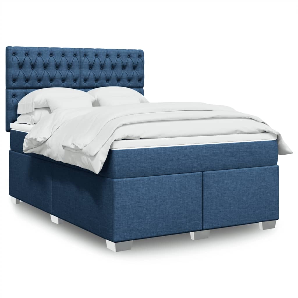 Sommier à lattes de lit avec matelas Bleu 140x190 cm Tissu - XIOS