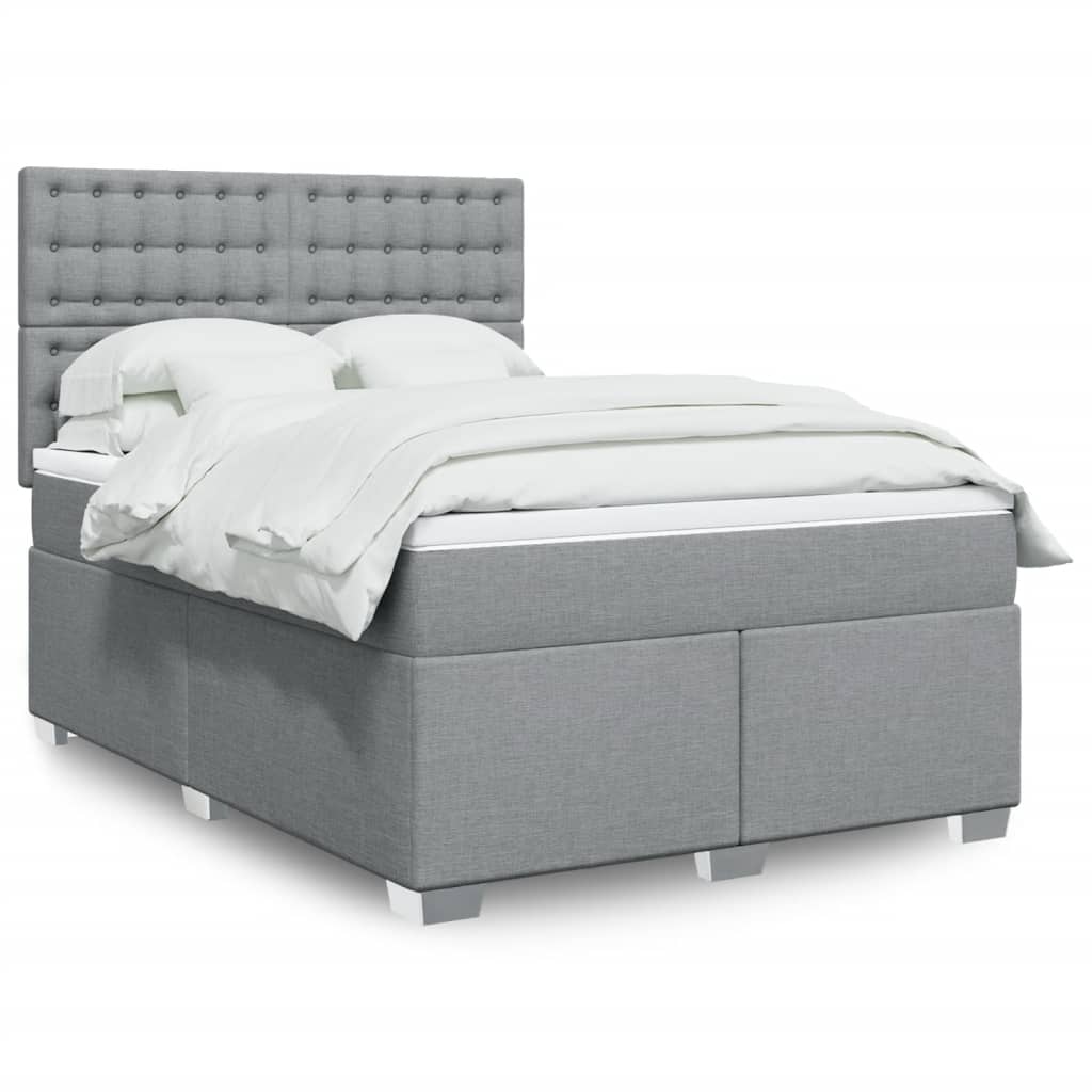 Sommier à lattes de lit avec matelas Gris clair 140x190cm Tissu - XIOS