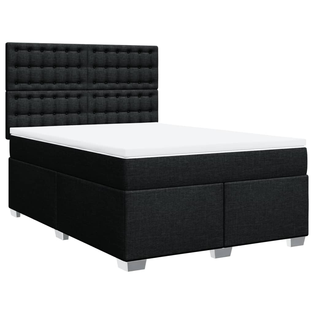 Sommier à lattes de lit avec matelas Noir 140x190 cm Tissu - XIOS