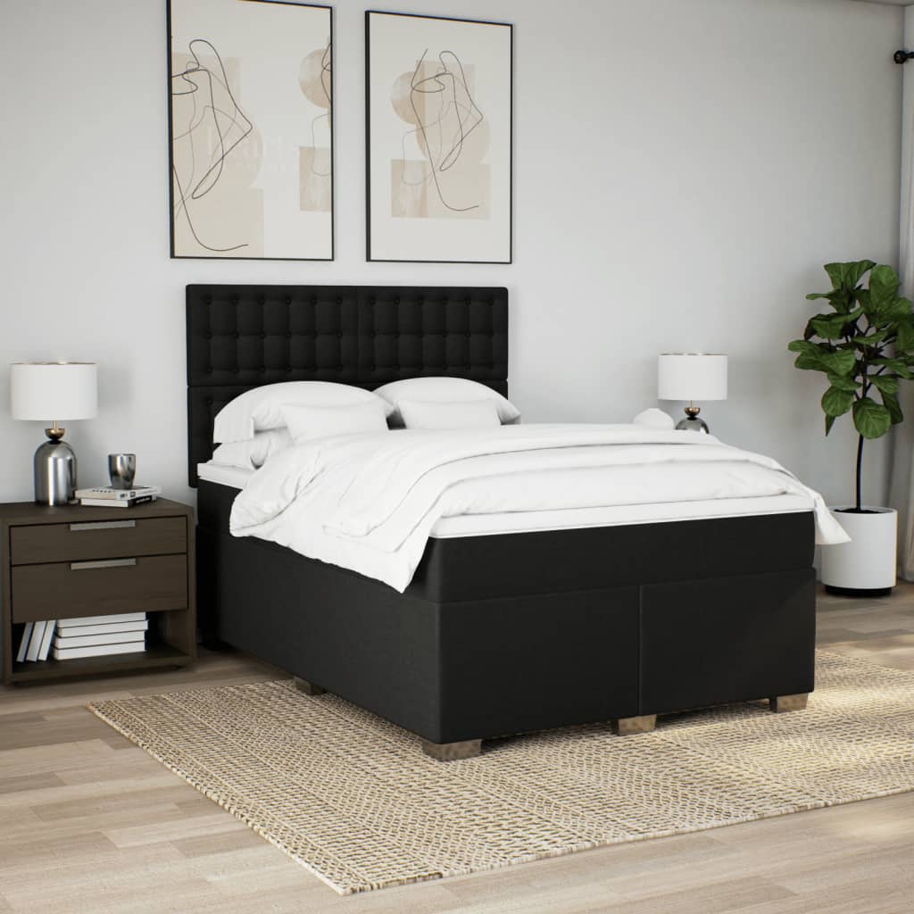 Sommier à lattes de lit avec matelas Noir 140x190 cm Tissu - XIOS