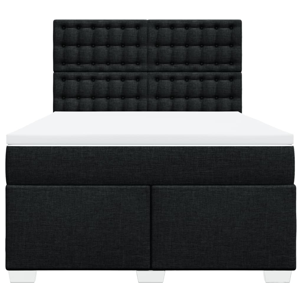 Sommier à lattes de lit avec matelas Noir 140x190 cm Tissu - XIOS