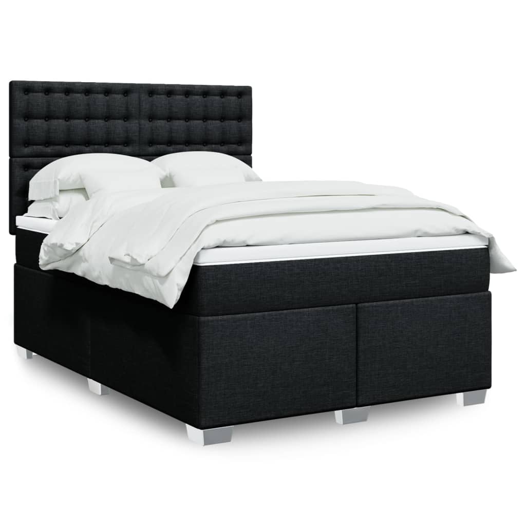 Sommier à lattes de lit avec matelas Noir 140x190 cm Tissu - XIOS