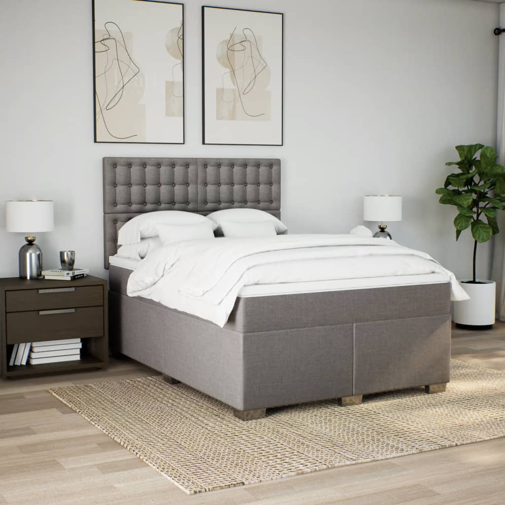 Sommier à lattes de lit avec matelas Taupe 140x190 cm Tissu - XIOS