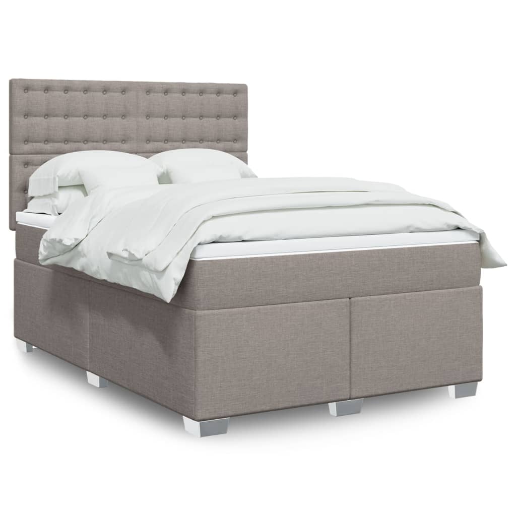 Sommier à lattes de lit avec matelas Taupe 140x190 cm Tissu - XIOS