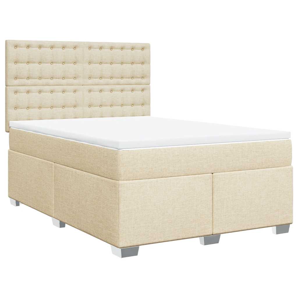 Sommier à lattes de lit avec matelas Crème 140x190 cm Tissu - XIOS
