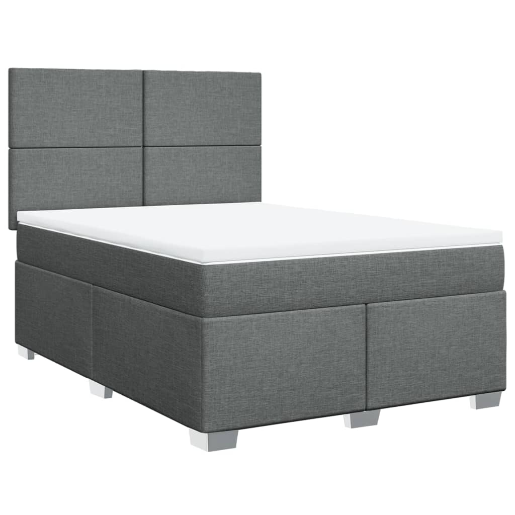Sommier à lattes de lit avec matelas Gris foncé 140x200cm Tissu - XIOS