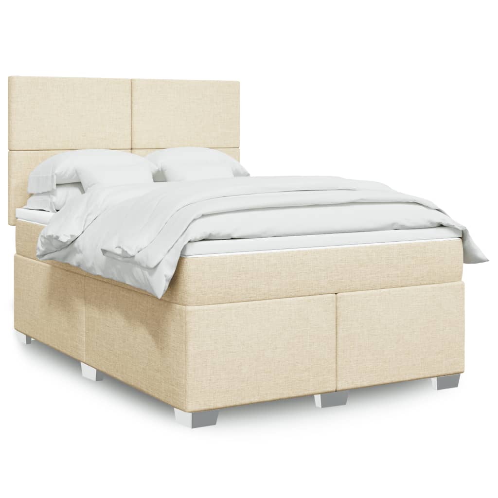 Sommier à lattes de lit avec matelas Crème 140x200 cm Tissu - XIOS