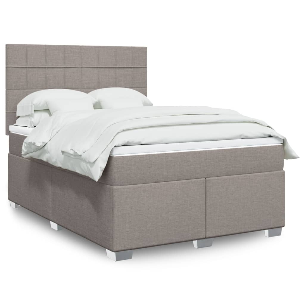 Sommier à lattes de lit avec matelas Taupe 140x200 cm Tissu - XIOS
