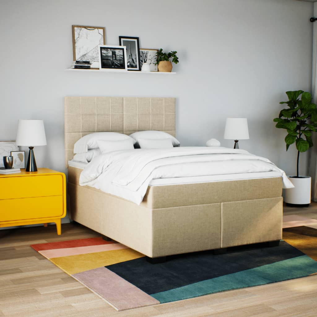 Sommier à lattes de lit avec matelas Crème 140x200 cm Tissu - XIOS