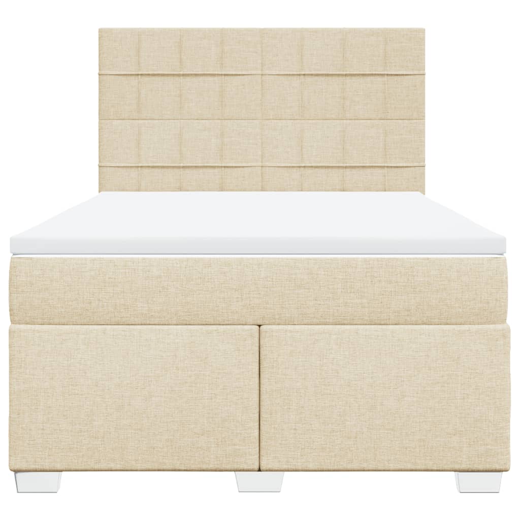 Sommier à lattes de lit avec matelas Crème 140x200 cm Tissu - XIOS