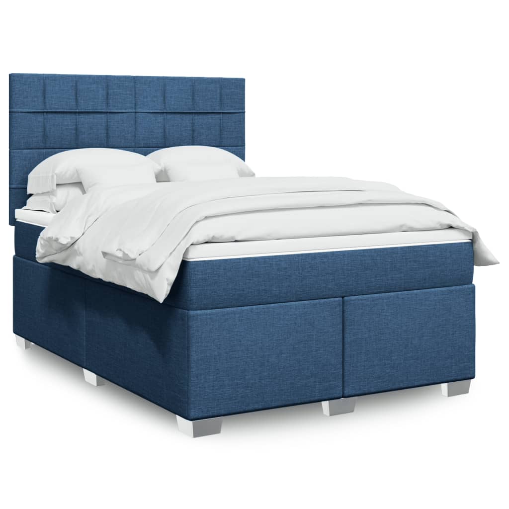Sommier à lattes de lit avec matelas Bleu 140x200 cm Tissu - XIOS