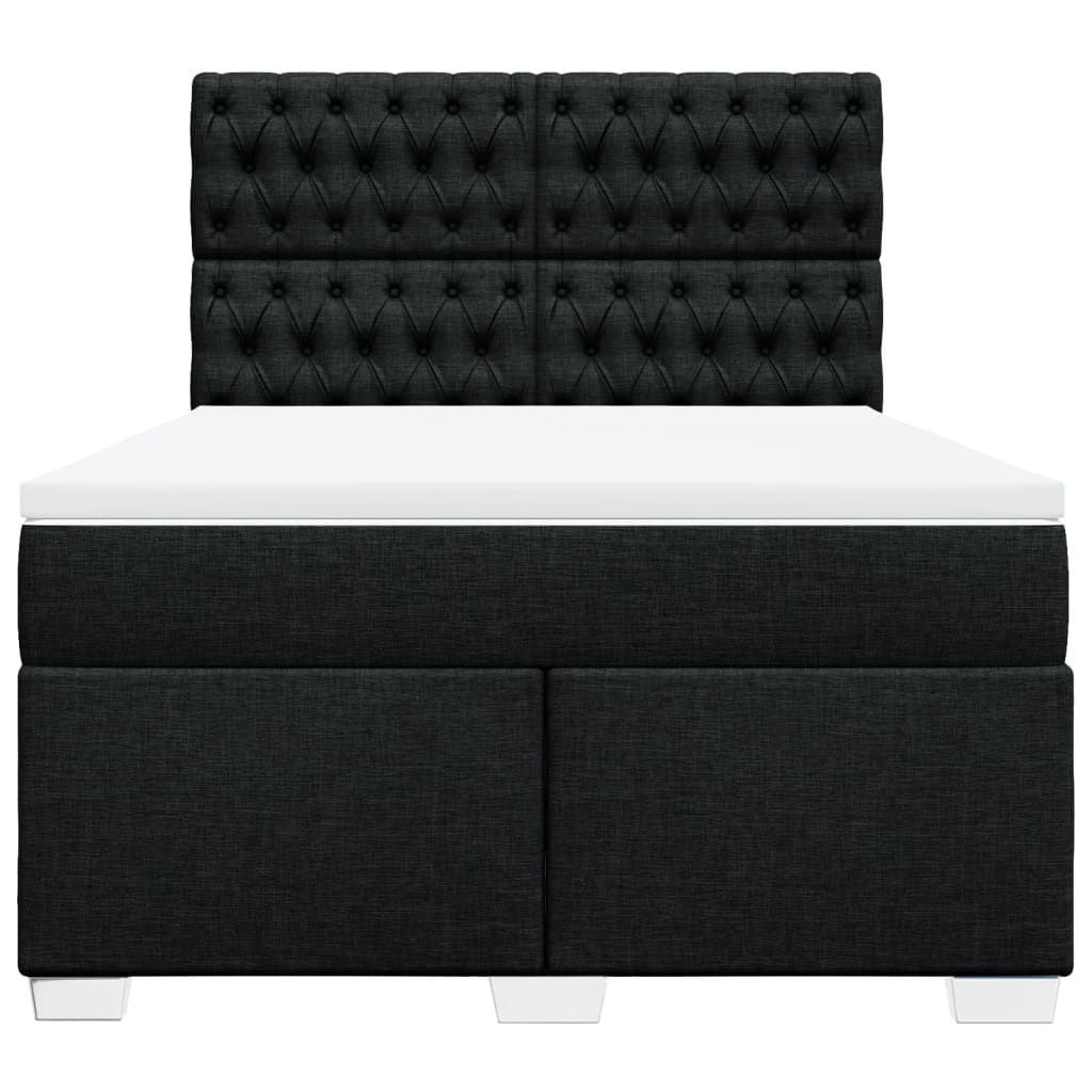 Sommier à lattes de lit avec matelas Noir 140x200 cm Tissu - XIOS