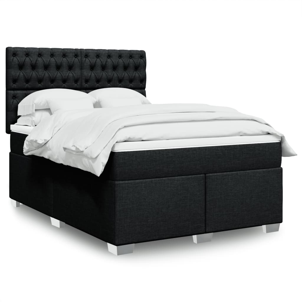 Sommier à lattes de lit avec matelas Noir 140x200 cm Tissu - XIOS