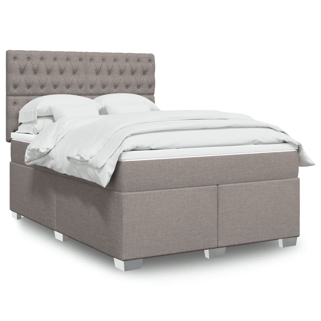 Sommier à lattes de lit avec matelas Taupe 140x200 cm Tissu - XIOS