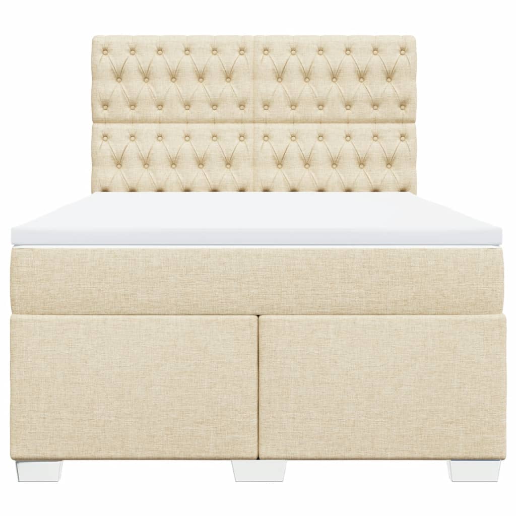 Sommier à lattes de lit avec matelas Crème 140x200 cm Tissu - XIOS