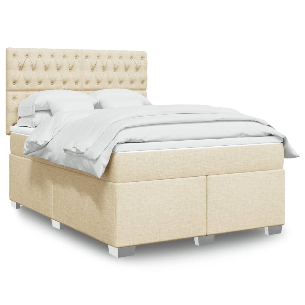 Sommier à lattes de lit avec matelas Crème 140x200 cm Tissu - XIOS