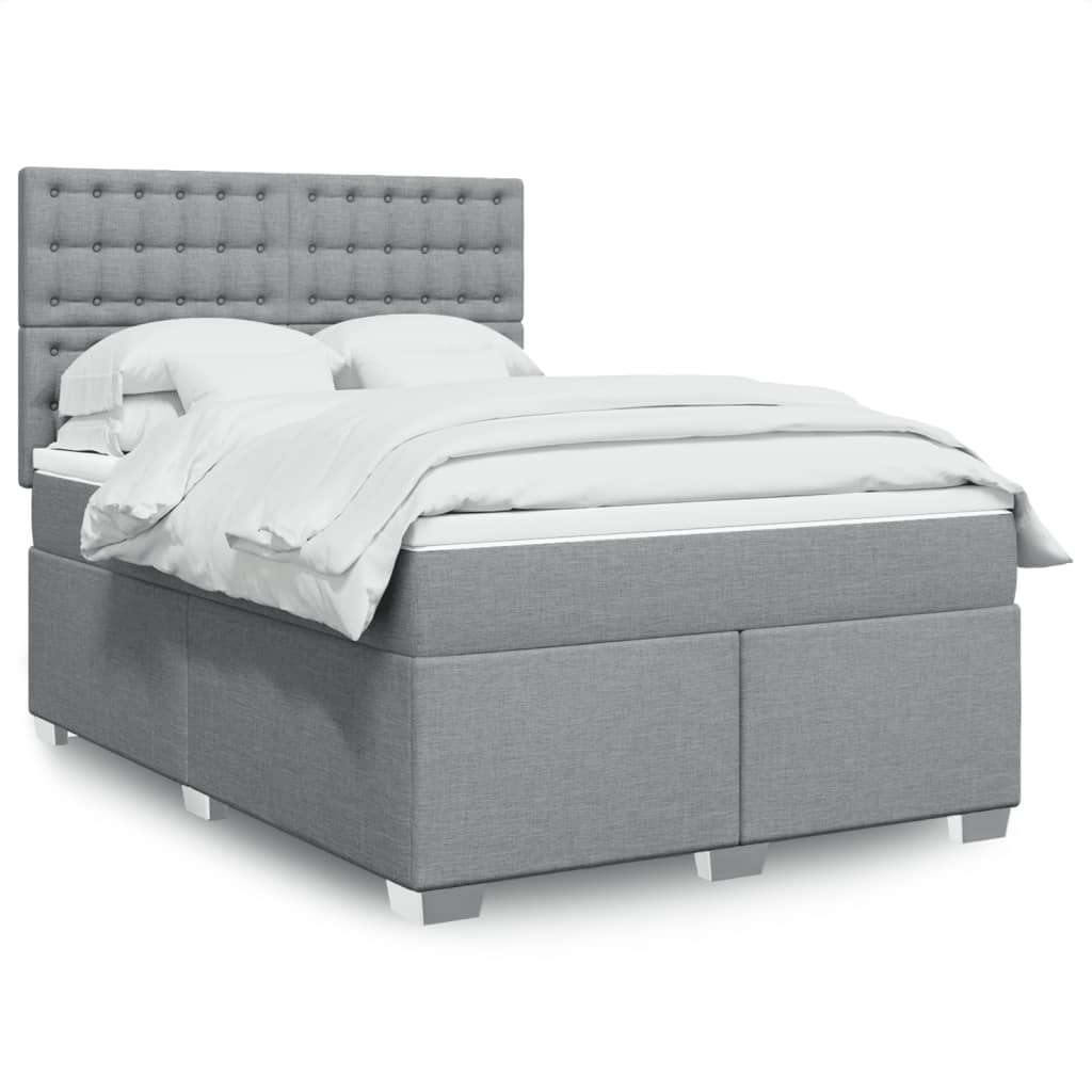 Sommier à lattes de lit avec matelas Gris clair 140x200cm Tissu - XIOS