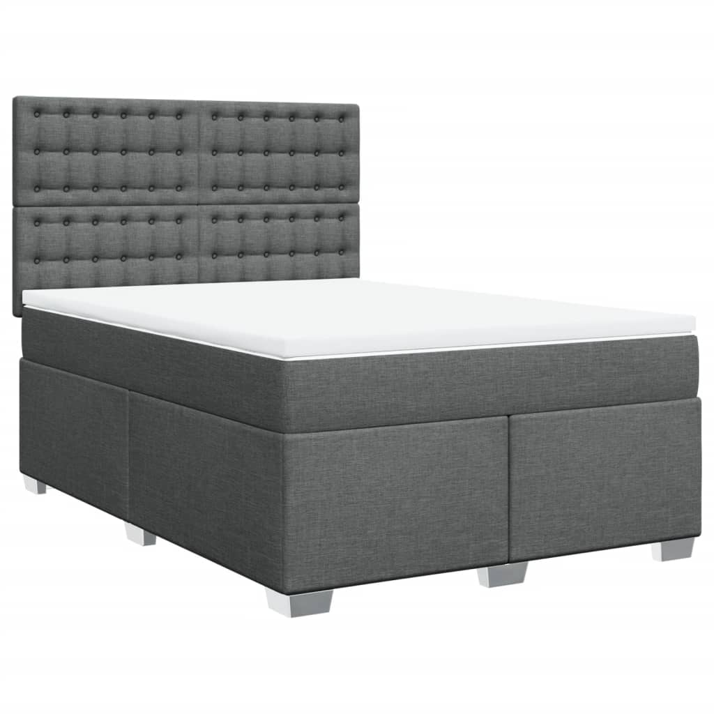 Sommier à lattes de lit avec matelas Gris foncé 140x200cm Tissu - XIOS