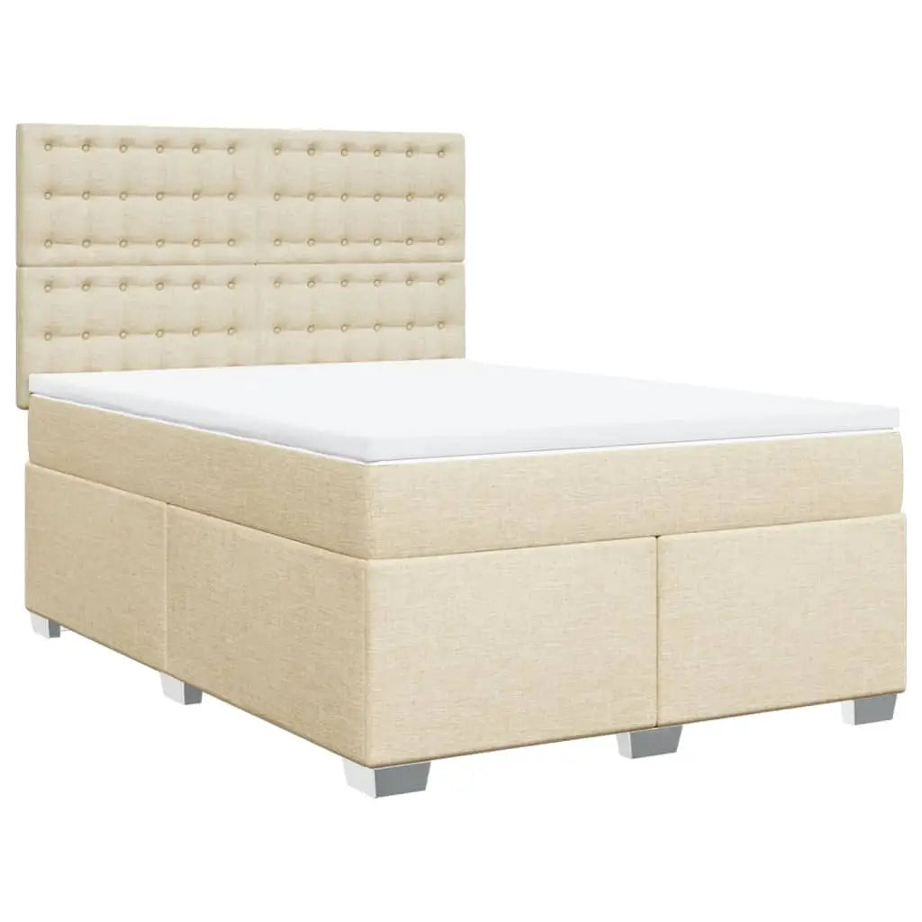 Sommier à lattes de lit avec matelas Crème 140x200 cm Tissu - XIOS