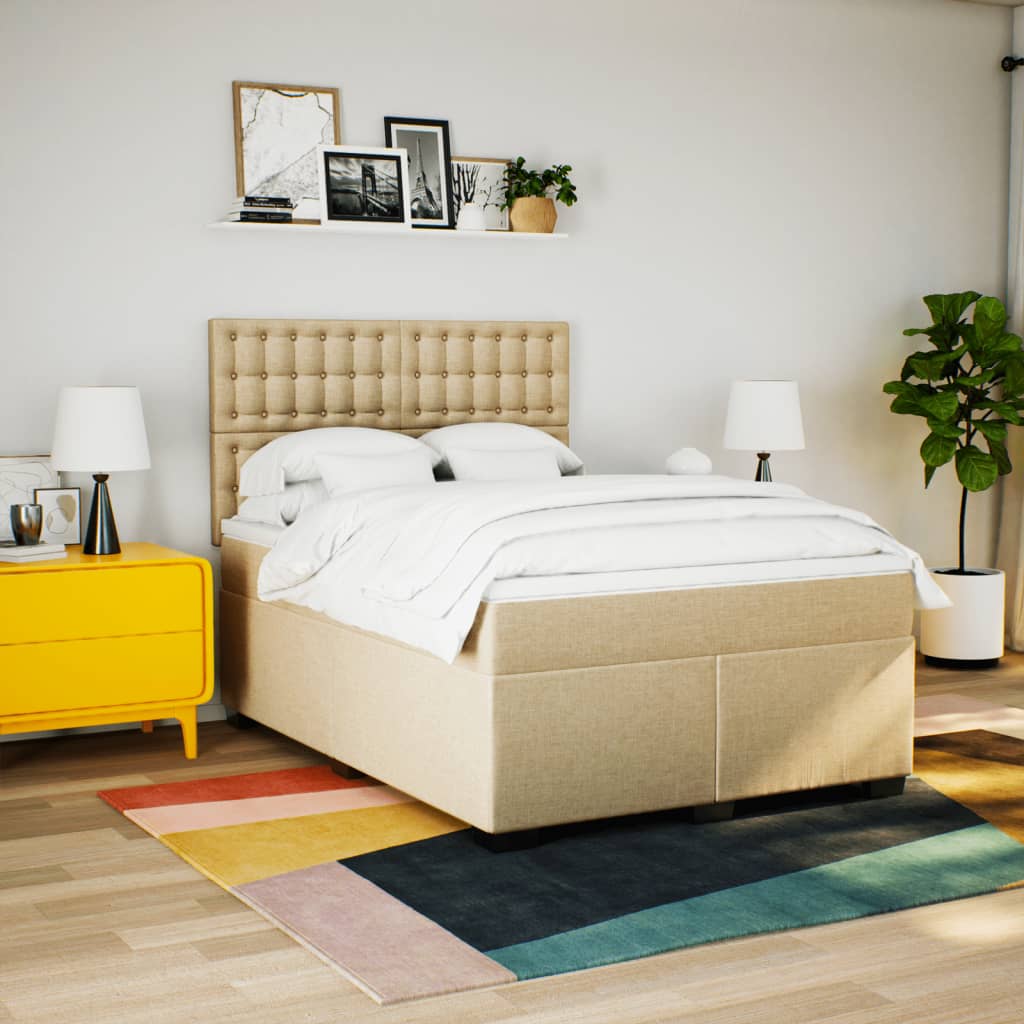 Sommier à lattes de lit avec matelas Crème 140x200 cm Tissu - XIOS