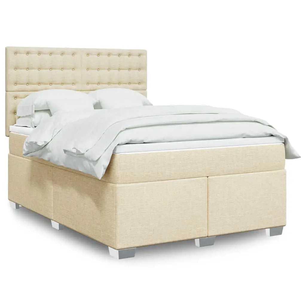 Sommier à lattes de lit avec matelas Crème 140x200 cm Tissu - XIOS