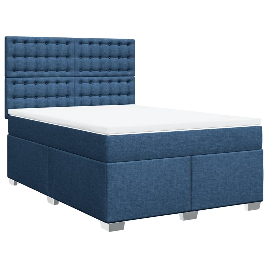 Sommier à lattes de lit avec matelas Bleu 140x200 cm Tissu - XIOS