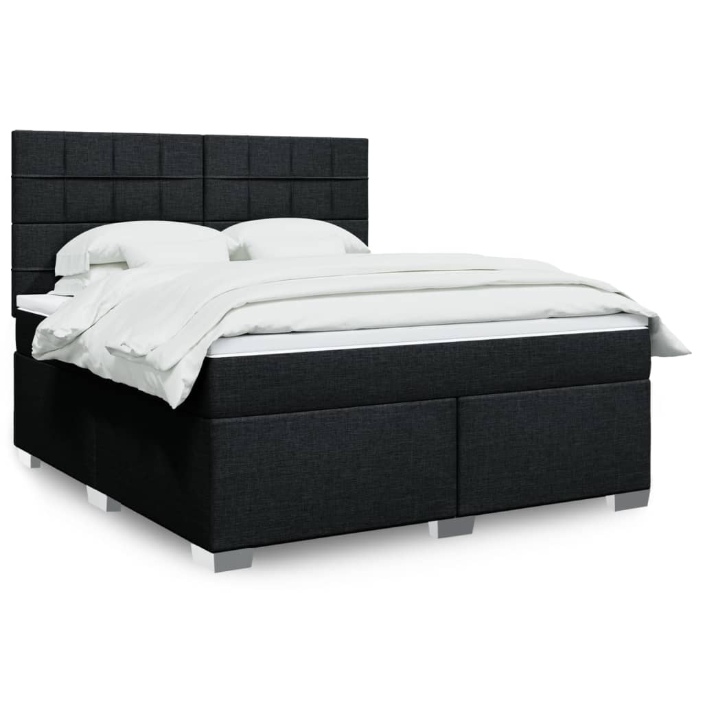 Sommier à lattes de lit avec matelas Noir 180x200 cm Tissu - XIOS