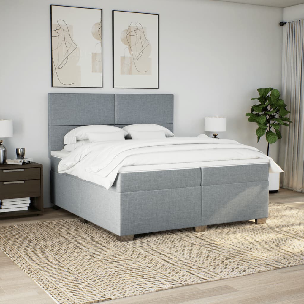 Sommier à lattes de lit avec matelas Gris clair 200x200cm Tissu - XIOS