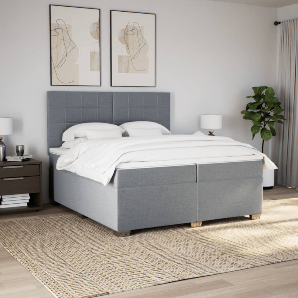 Sommier à lattes de lit avec matelas Gris clair 200x200cm Tissu - XIOS