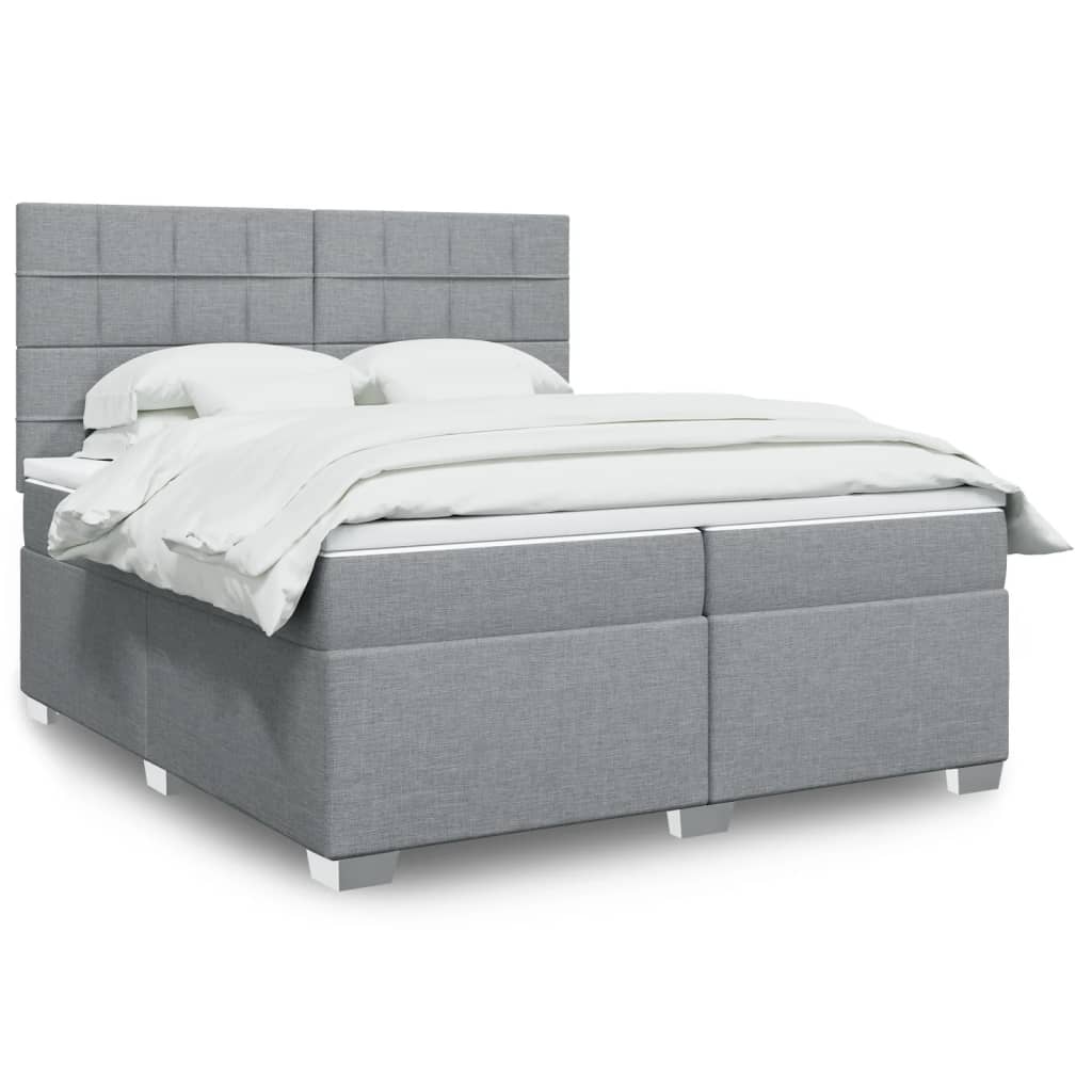Sommier à lattes de lit avec matelas Gris clair 200x200cm Tissu - XIOS