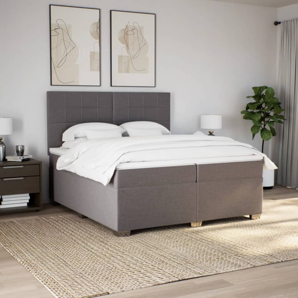 Sommier à lattes de lit avec matelas Taupe 200x200 cm Tissu - XIOS