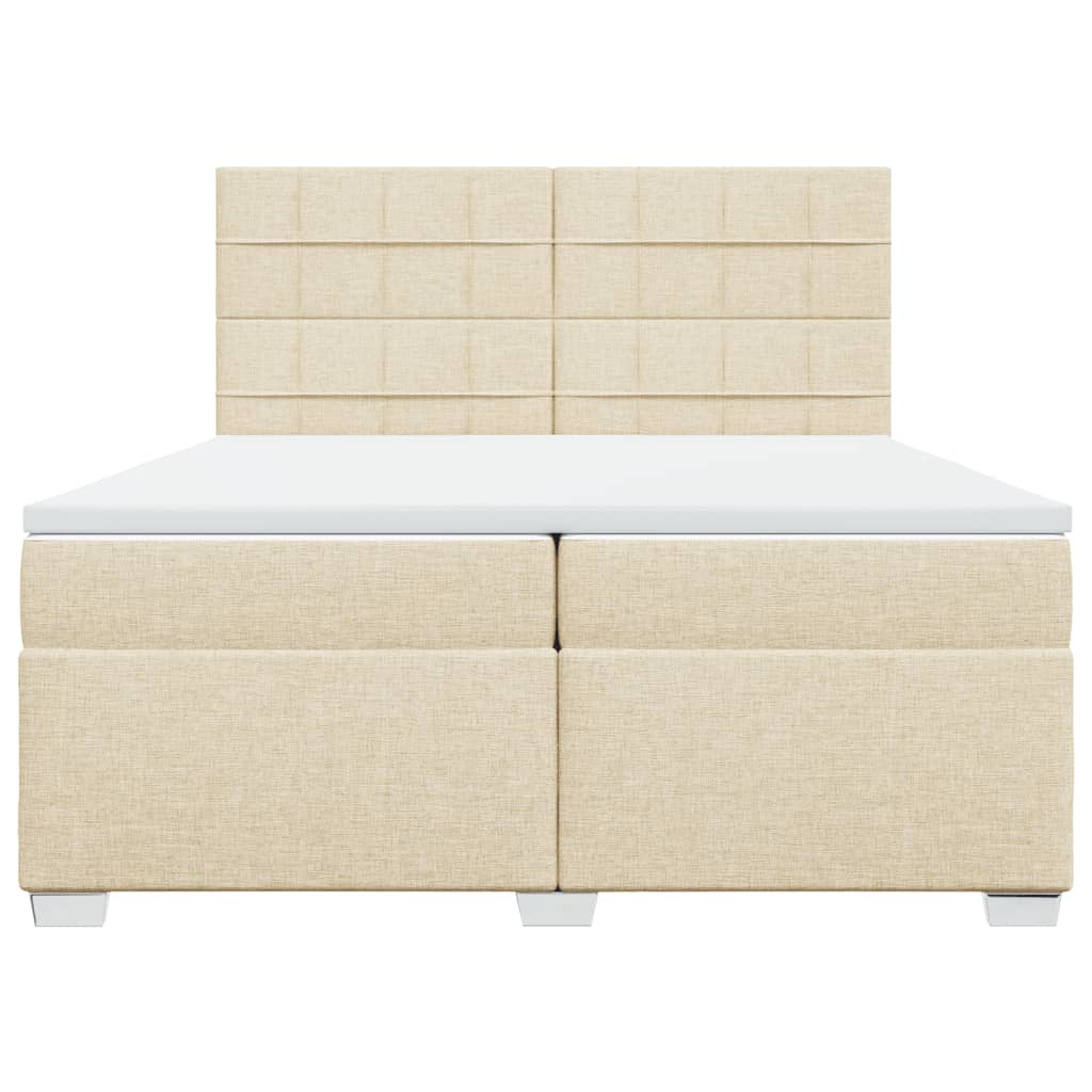 Sommier à lattes de lit avec matelas Crème 200x200 cm Tissu - XIOS