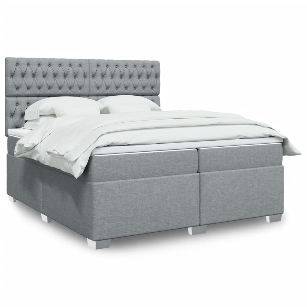 Sommier à lattes de lit avec matelas Gris clair 200x200cm Tissu - XIOS