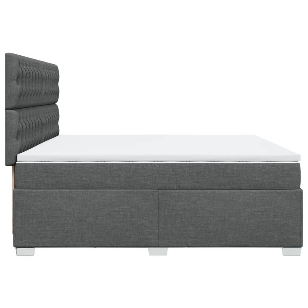 Sommier à lattes de lit avec matelas Gris foncé 200x200cm Tissu - XIOS