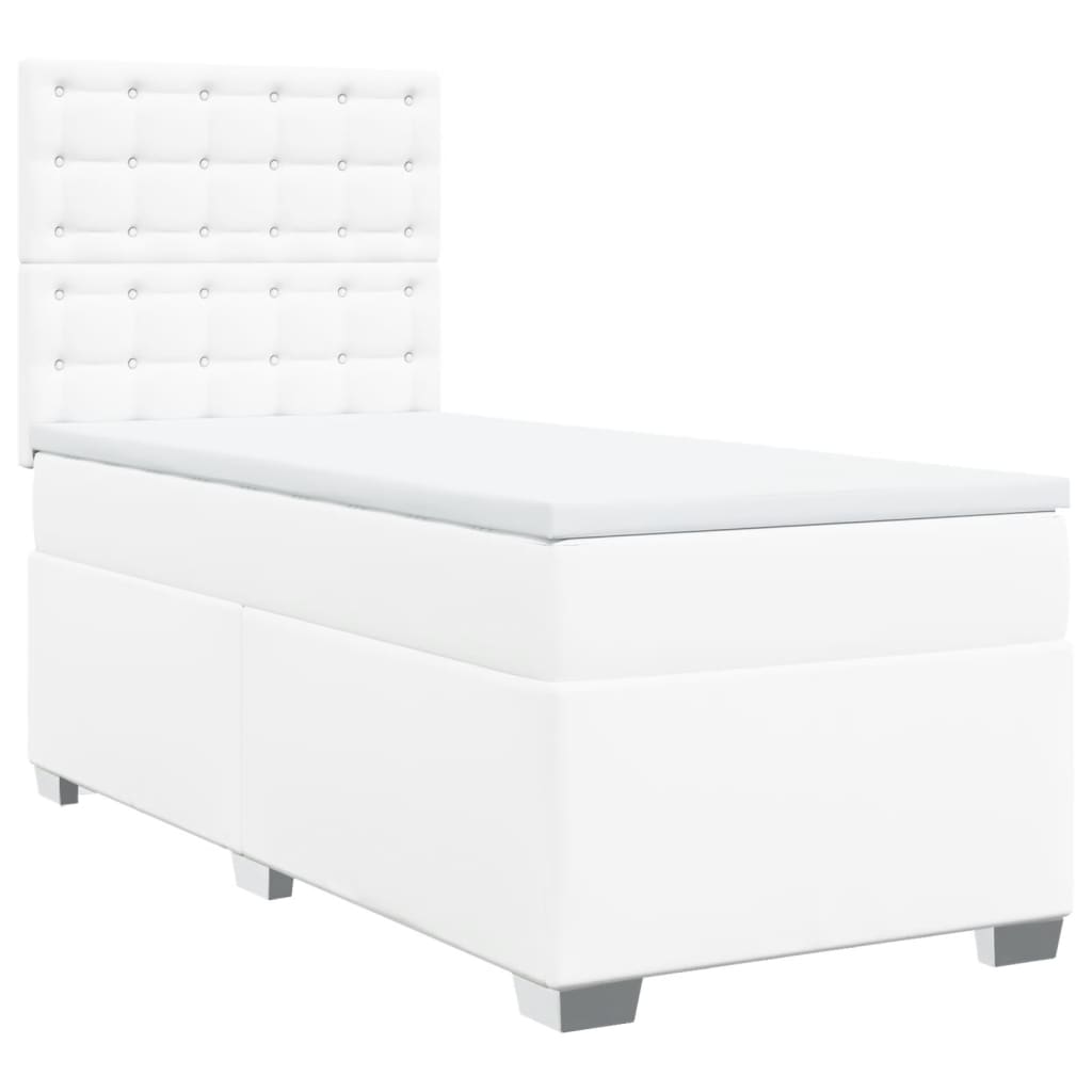 Sommier à lattes de lit avec matelas Blanc 90x190 cm Similicuir - XIOS
