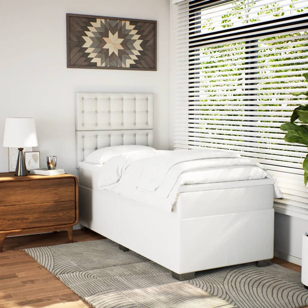 Sommier à lattes de lit avec matelas Blanc 90x200 cm Similicuir - XIOS