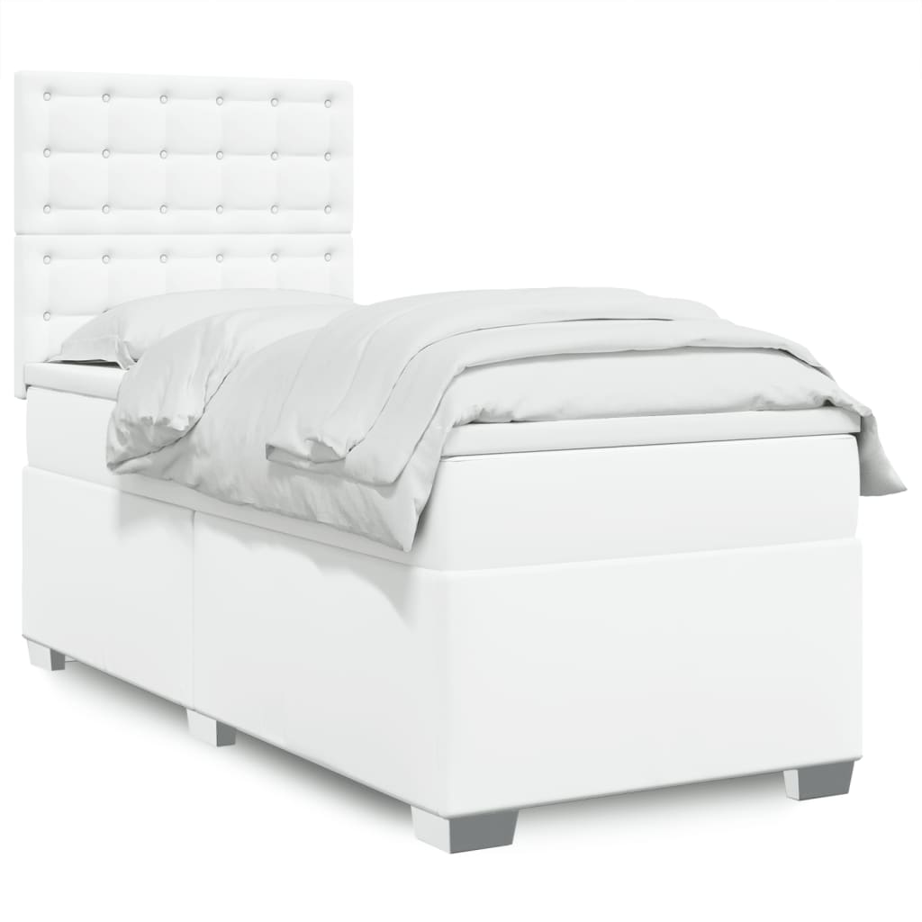 Sommier à lattes de lit avec matelas Blanc 90x200 cm Similicuir - XIOS