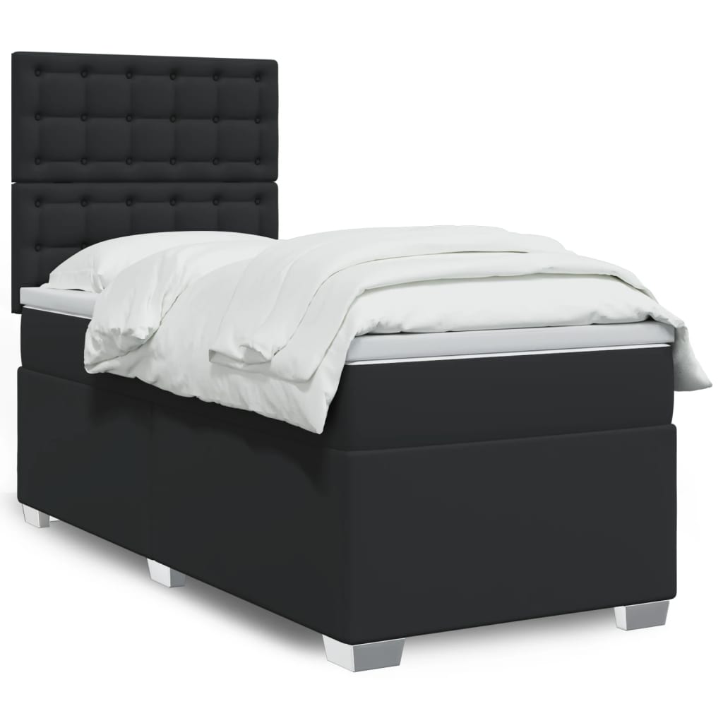 Sommier à lattes de lit avec matelas Noir 100x200 cm Similicuir - XIOS