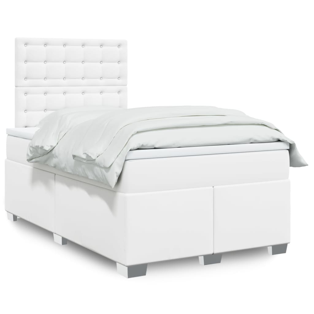 Sommier à lattes de lit avec matelas blanc 120x190cm similicuir - XIOS