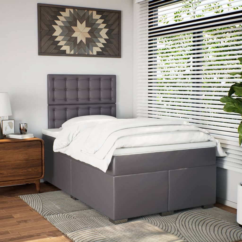 Sommier à lattes de lit avec matelas gris 120x190 cm similicuir - XIOS