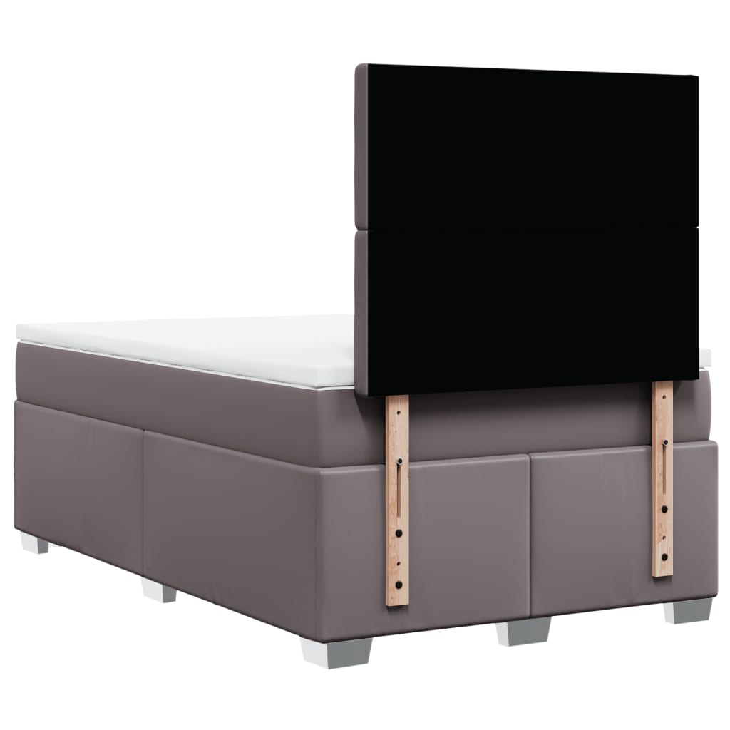 Sommier à lattes de lit avec matelas gris 120x190 cm similicuir - XIOS