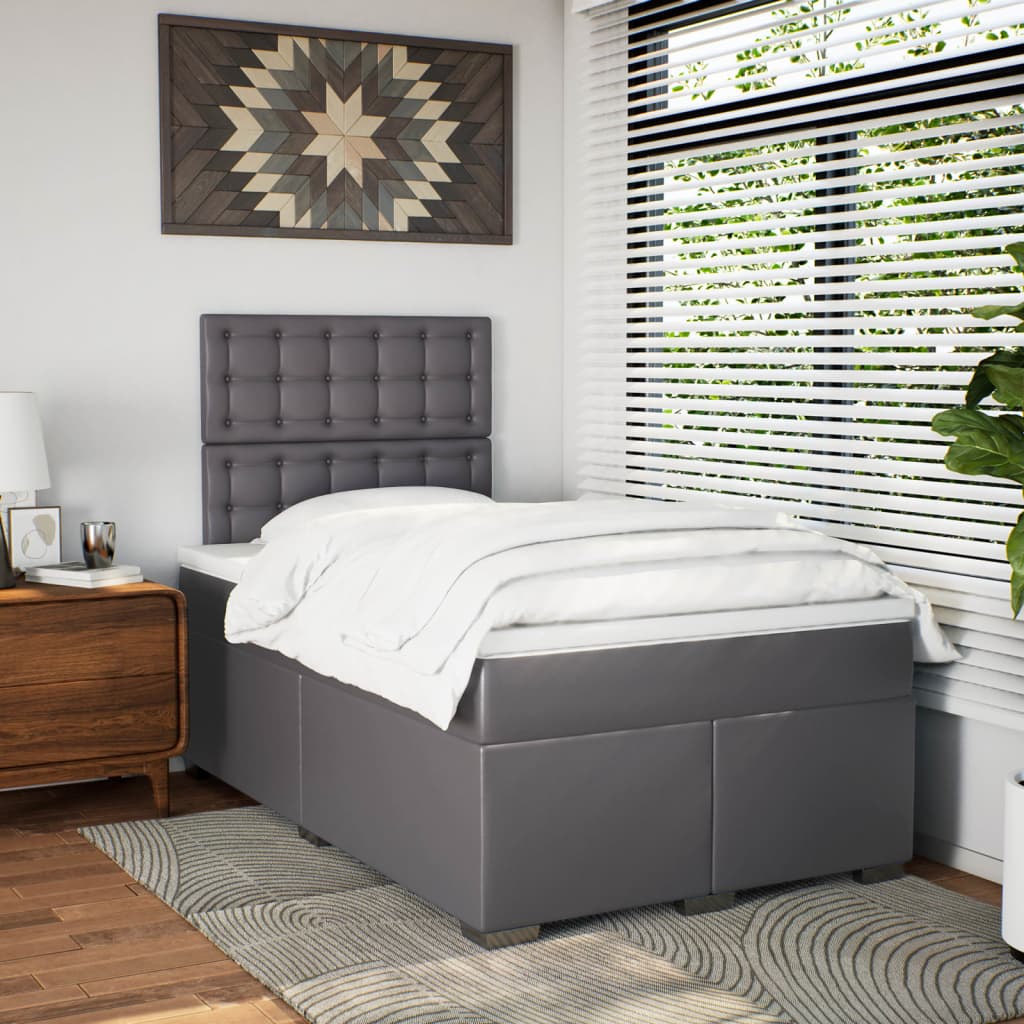 Sommier à lattes de lit avec matelas Gris 120x200 cm Similicuir - XIOS