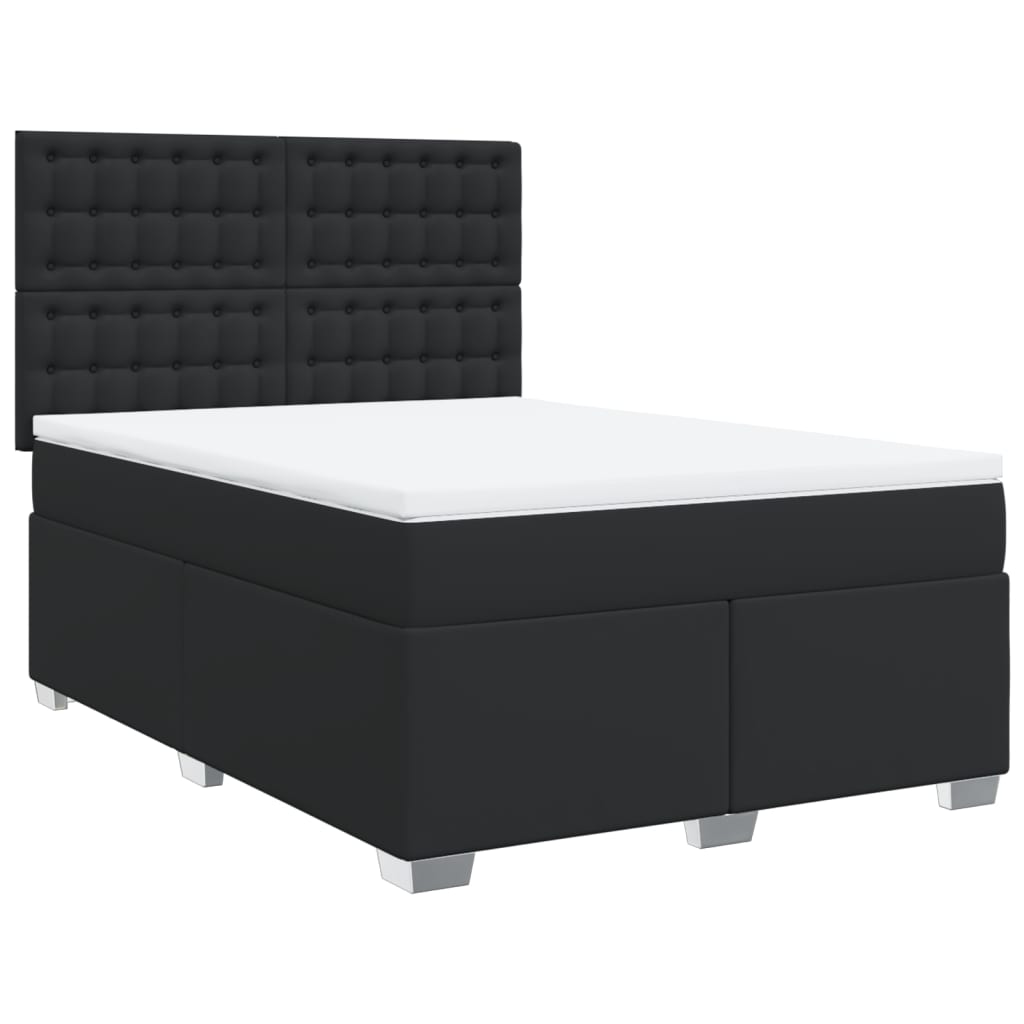Sommier à lattes de lit avec matelas Noir 140x190 cm Similicuir - XIOS